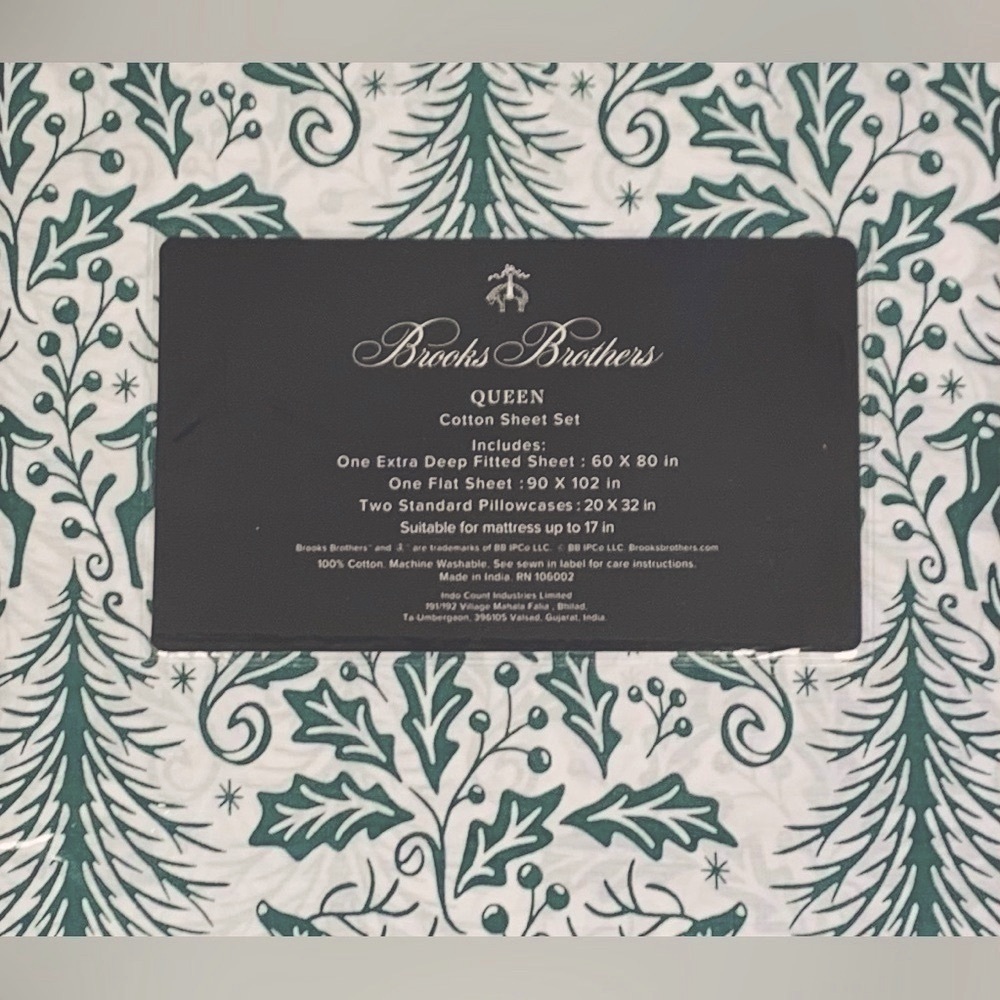 Brooks Brothers Winter Forest Cotton Sheet Set - Queen - Picture 4 of 5